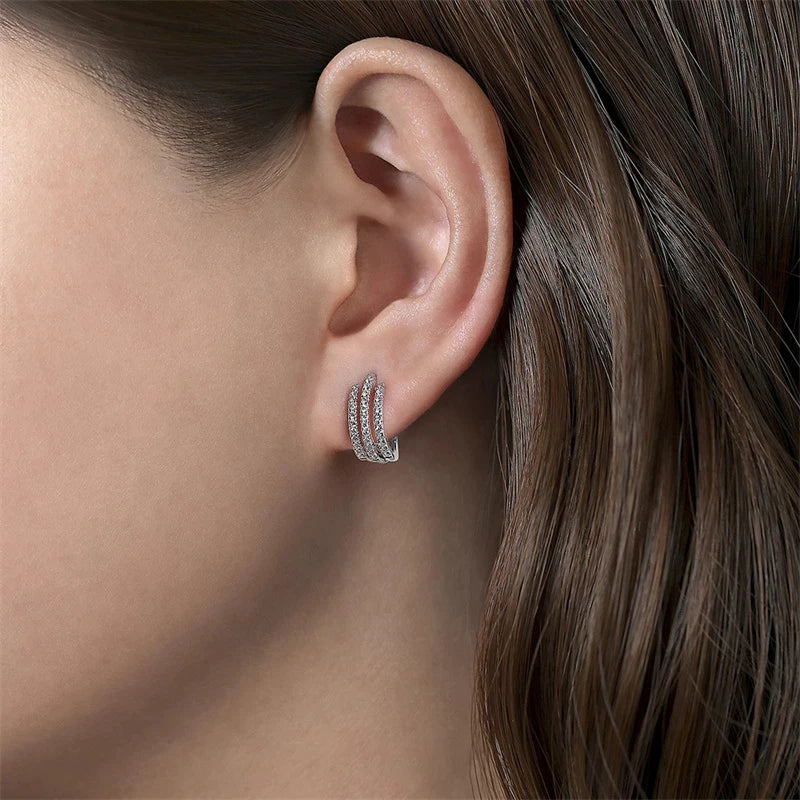 Three Line Claw Hoop Earrings