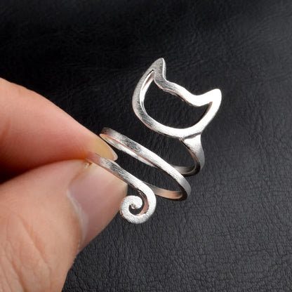 Winding Hook Knitted Sweater Cat Ring