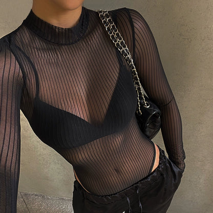 Silm Mesh Jumpsuit Back Cut Out