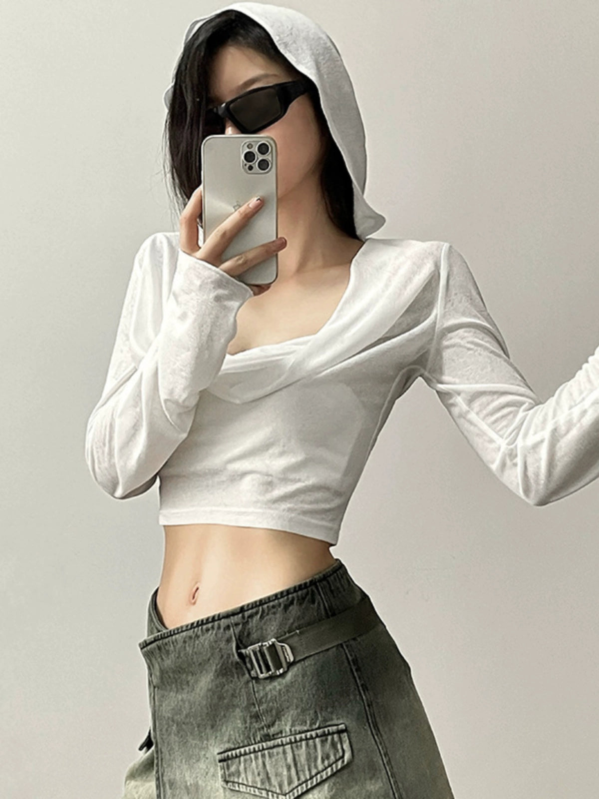 Sexy Hooded Short Tops Women&