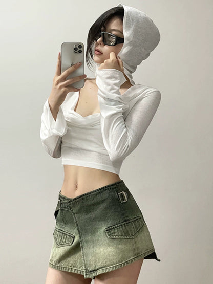 Sexy Hooded Short Tops Women&