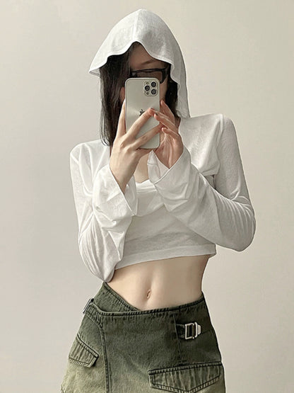 Sexy Hooded Short Tops Women&