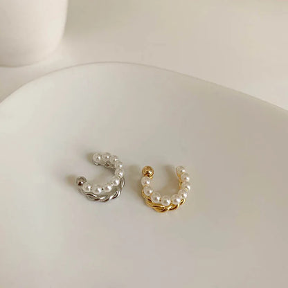 Pearl Tassel Clip Earrings