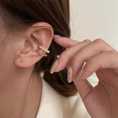 Pearl Tassel Clip Earrings