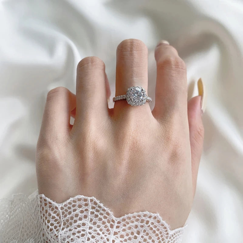 Moissanite Ring Center Stone and 5A zircon side stones