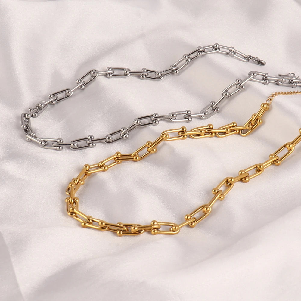 Bold Chain Necklace Gold/Silver Thick Claviccle Chain Choker