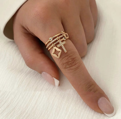 Trendy 18 K Gold Plated Sun Rings Natural Stone