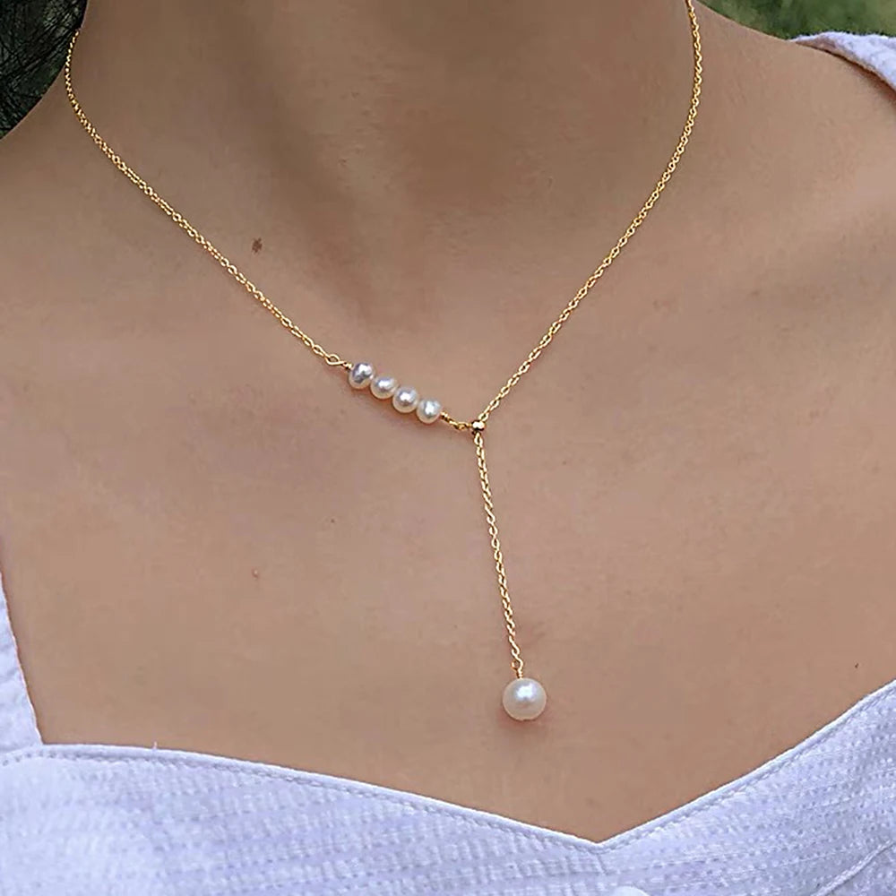 Minimalist imitation Pearl Necklaces