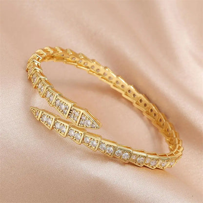Snake Bone Open Bangles Bracelet