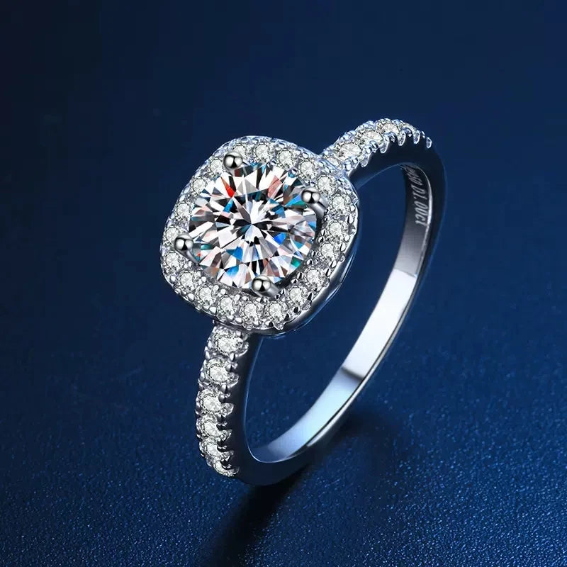 Moissanite Ring Center Stone and 5A zircon side stones