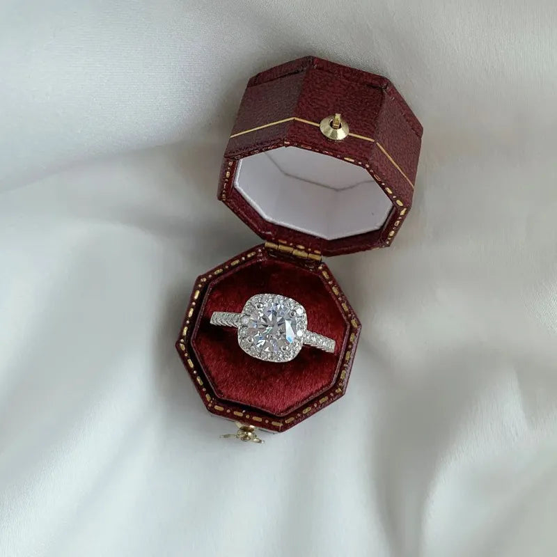 Moissanite Ring Center Stone and 5A zircon side stones