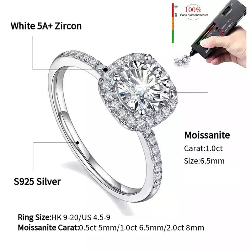 Moissanite Ring Center Stone and 5A zircon side stones