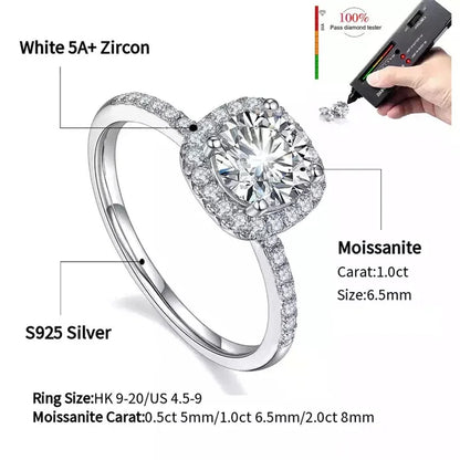Moissanite Ring Center Stone and 5A zircon side stones