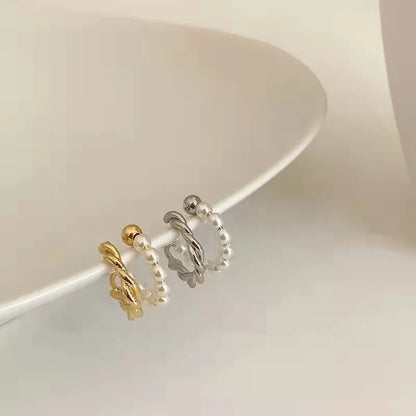 Pearl Tassel Clip Earrings