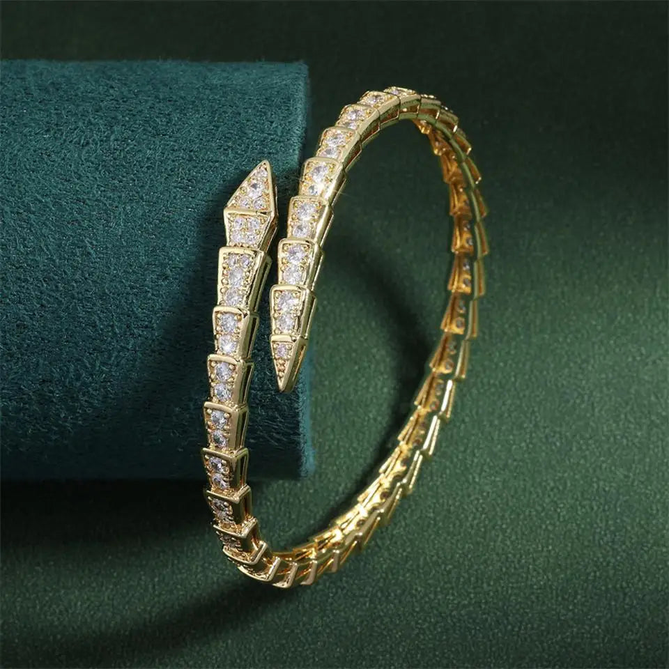 Snake Bone Open Bangles Bracelet