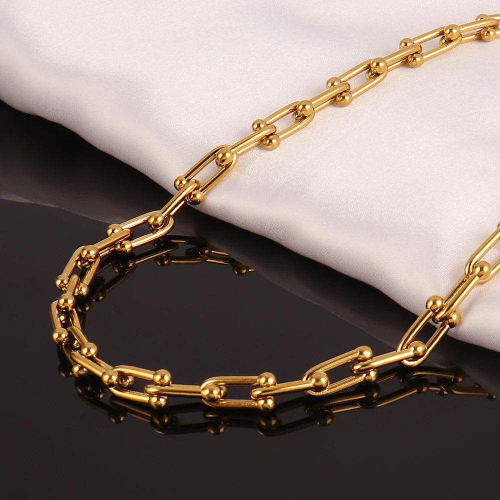 Bold Chain Necklace Gold/Silver Thick Claviccle Chain Choker