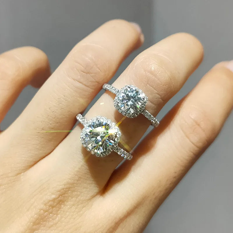 Moissanite Ring Center Stone and 5A zircon side stones